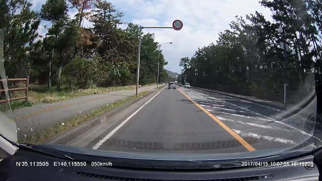 鴨川シーワールド少し手前の直線道路