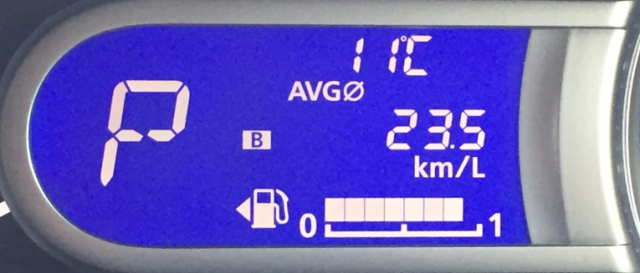 車載燃費計表示（23.5km/L）