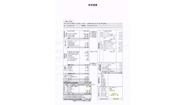 ダイハツムーヴカスタムRSスマ足付の見積もり結果