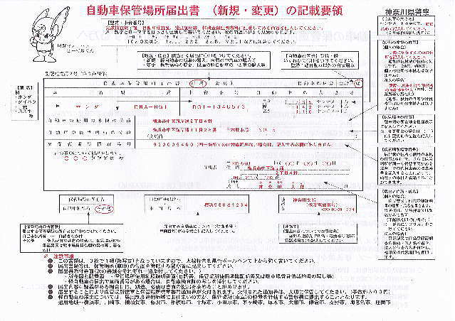 自動車保管場所届出書（新規・変更）の記載要領