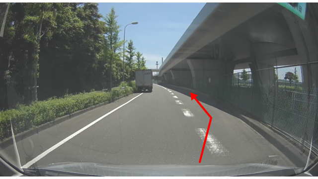 二車線になる部分