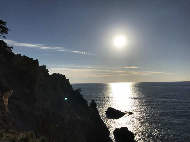 黄金崎から見た太陽（夕日）